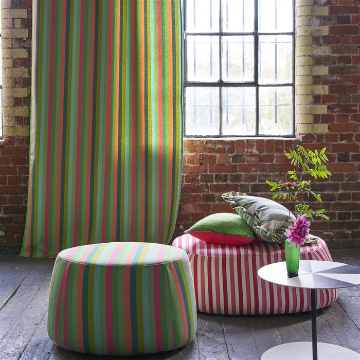 Designers Guild Cork Street Stripe Emerald Fabric Sample FDG3213-02