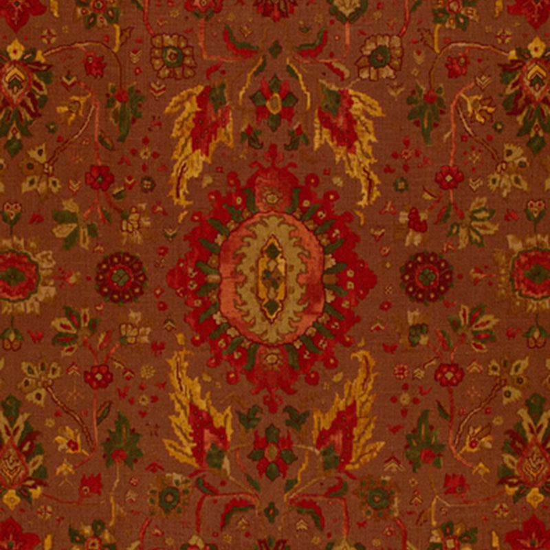 Schumacher Jahanara Carpet Spice Brown Fabric Sample 172791