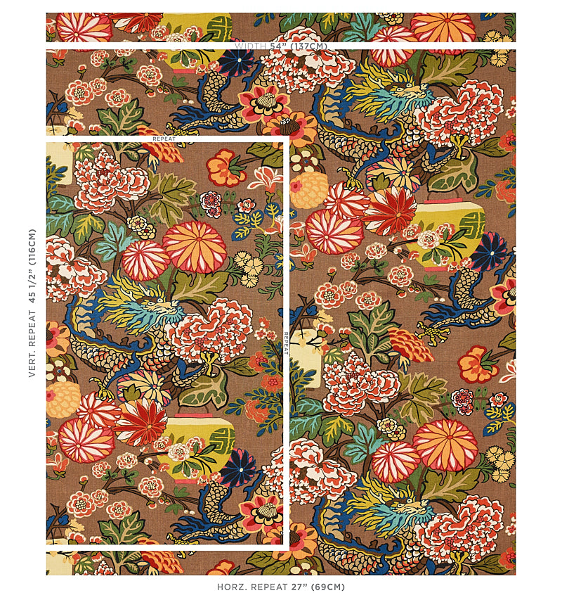 Schumacher Chiang Mai Dragon Mocha 173274 Fabric | 40% Off (Samples)