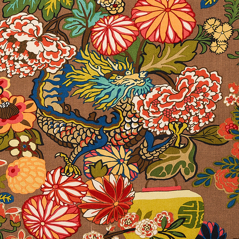 Schumacher Chiang Mai Dragon Mocha 173274 Fabric | 40% Off (Samples)