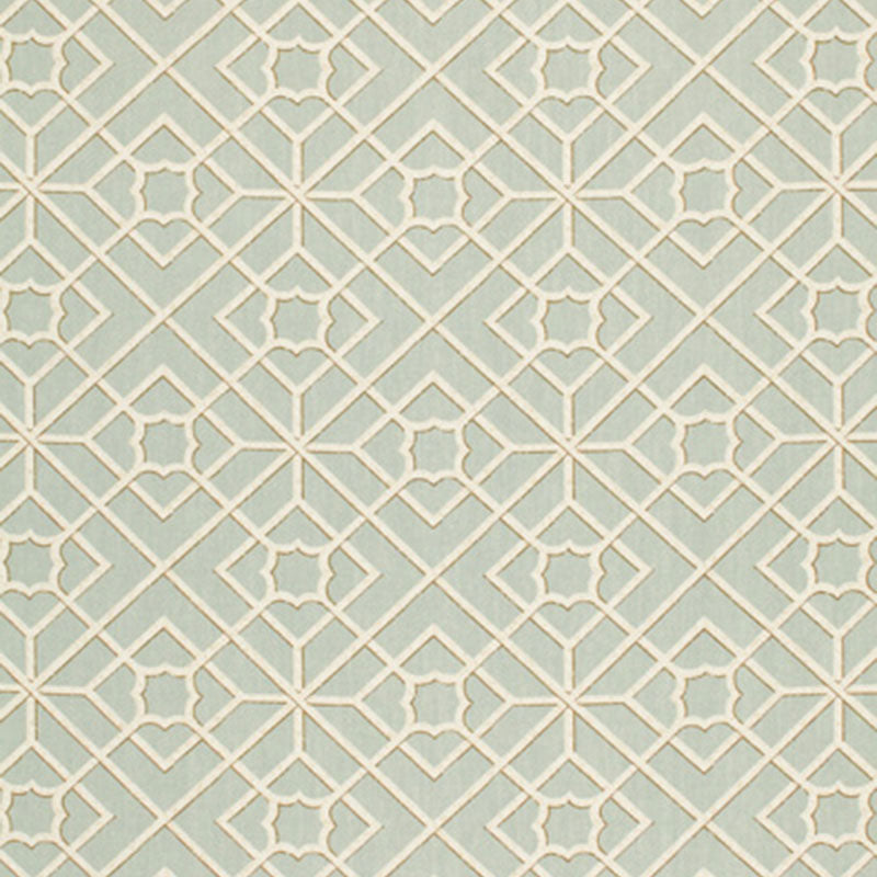 Schumacher Luan Fretwork Sky Fabric Sample 173491