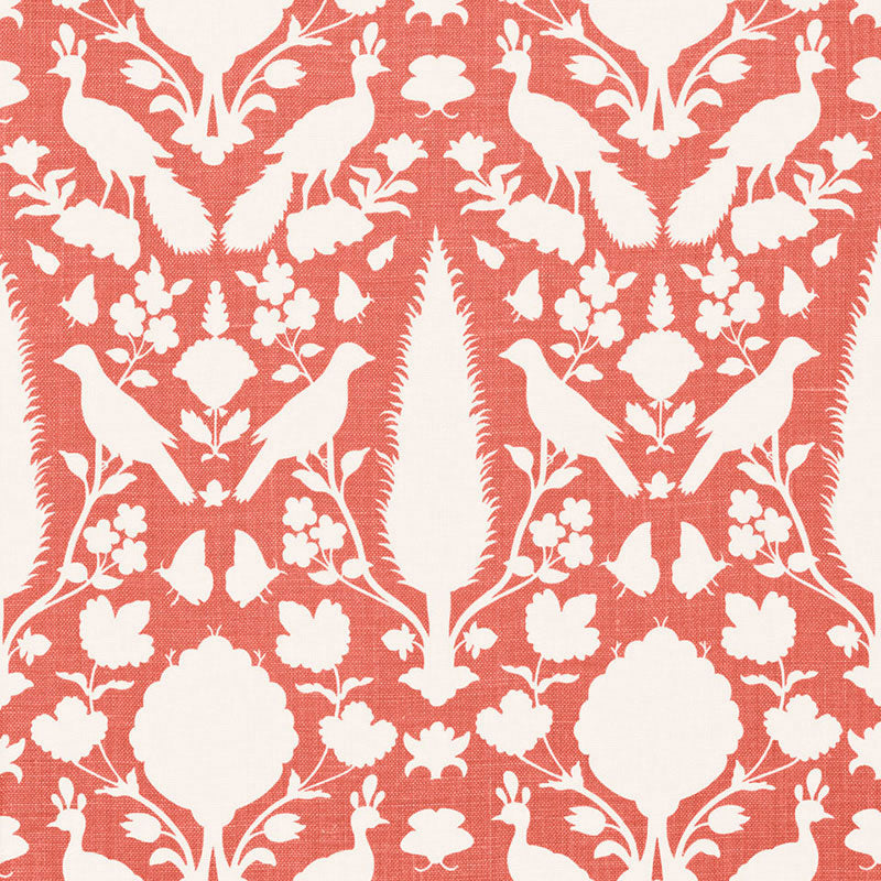 Schumacher Chenonceau Coral Fabric Sample 173564