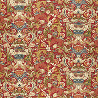 Schumacher Egerton Tapestry Print Scarlet Fabric 173621