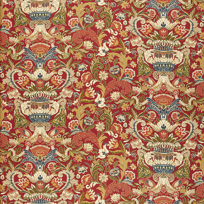 Schumacher Egerton Tapestry Print Scarlet Fabric Sample 173621