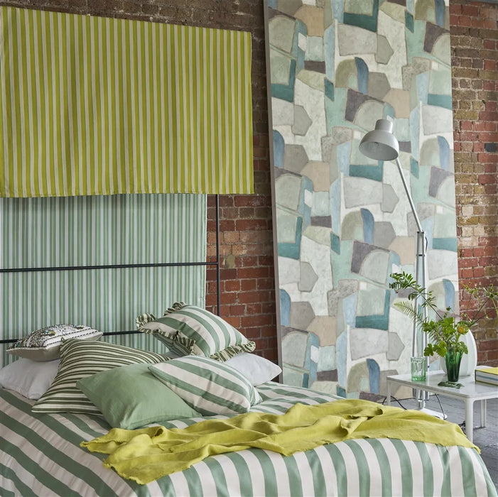 Designers Guild Albemarle Stripe Lime Fabric Sample FDG3212-04