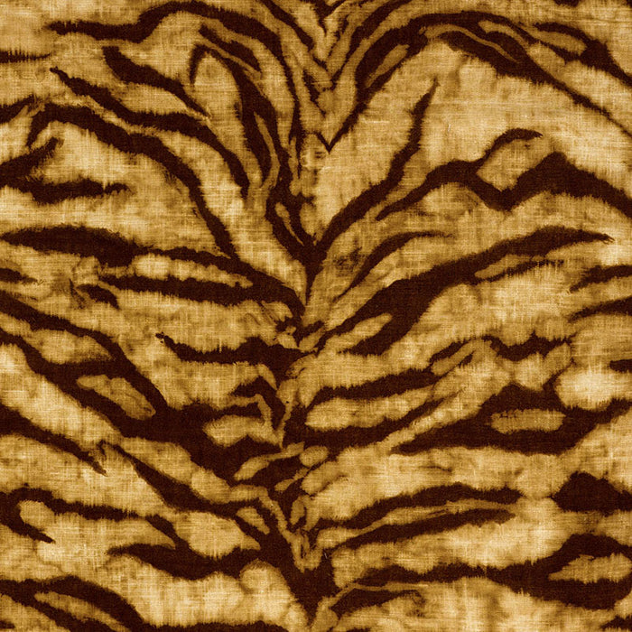 Schumacher Tigre Linen Print Golden Brown Fabric 174160