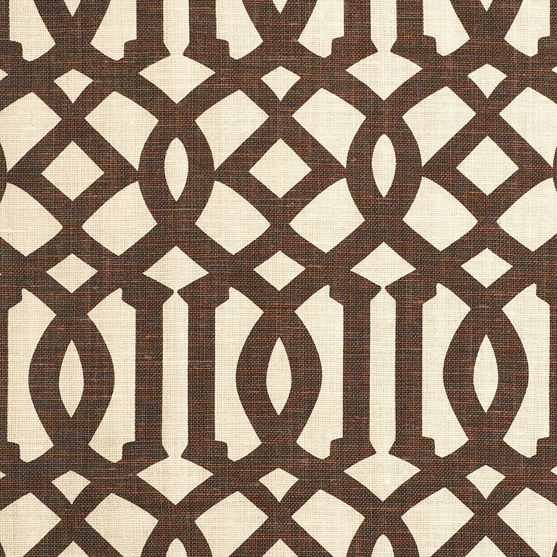 Schumacher Imperial Trellis II Java / Cream Fabric Sample 174413