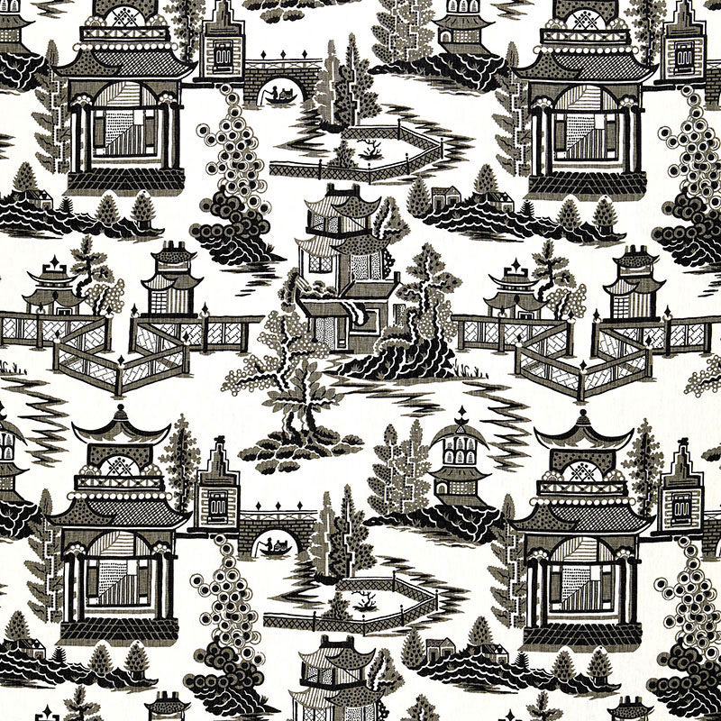 Schumacher Nanjing Smoke Fabric Sample 174433