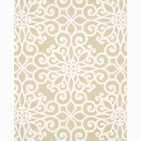 Schumacher Rosegate Embroidered Print Flax Fabric 174561