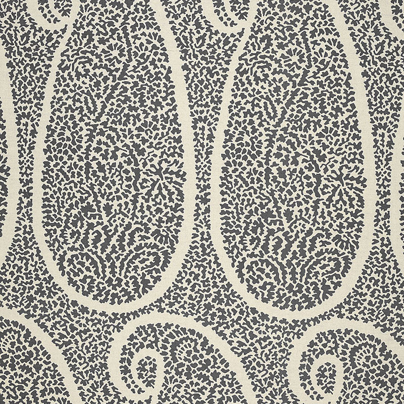 Schumacher Ambala Paisley Ash Fabric Sample 174641