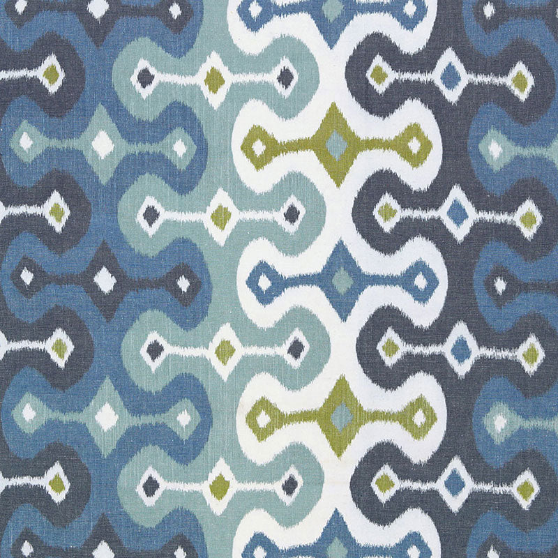 Schumacher Darya Ikat Sky Fabric Sample 174832