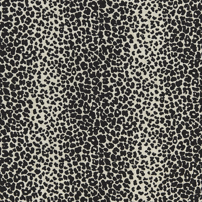 Schumacher Leopard Linen Print Ebony Fabric 174841