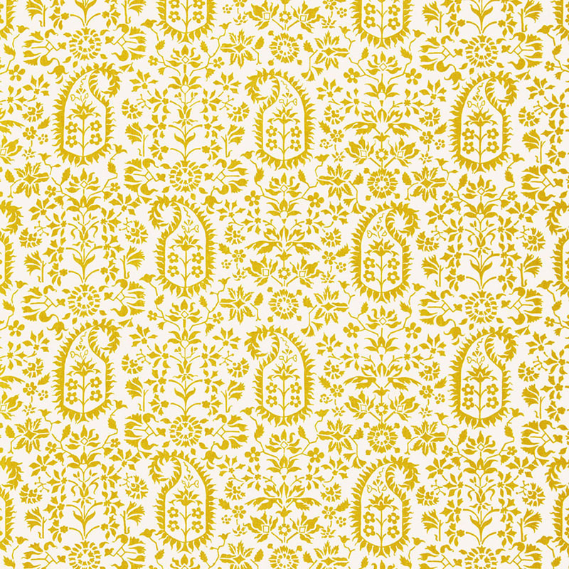 Schumacher Kalika Paisley Print Citron Fabric Sample 174863