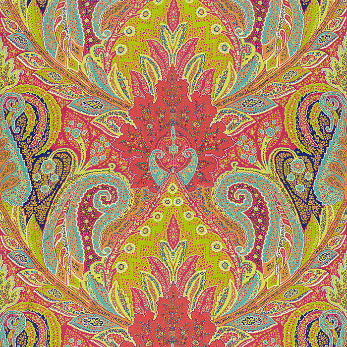 Schumacher Cambay Paisley Print Parrot Fabric Sample 174881