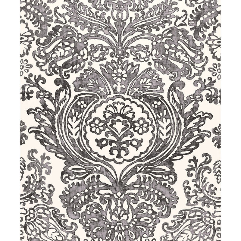 Schumacher Tremezzo Damask Graphite Fabric Sample 175091