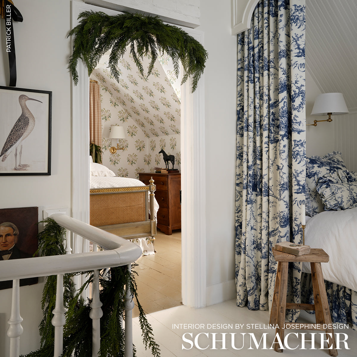 Schumacher Le Couronnement De La Rosiere Bleu Fabric Sample 175271