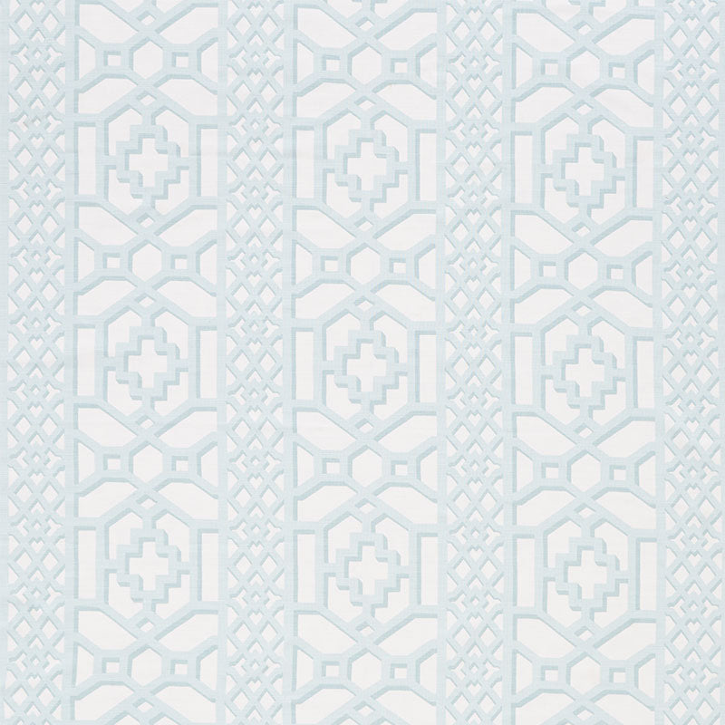 Schumacher Zanzibar Trellis Matte Winter Mint Fabric Sample 175746