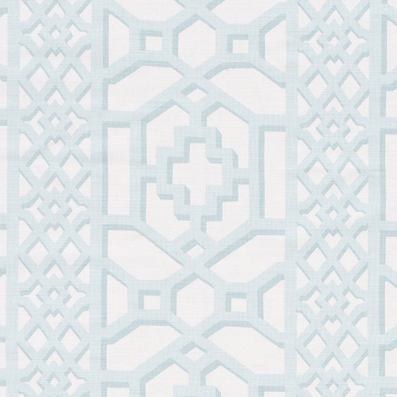 Schumacher Zanzibar Trellis Matte Winter Mint Fabric Sample 175746