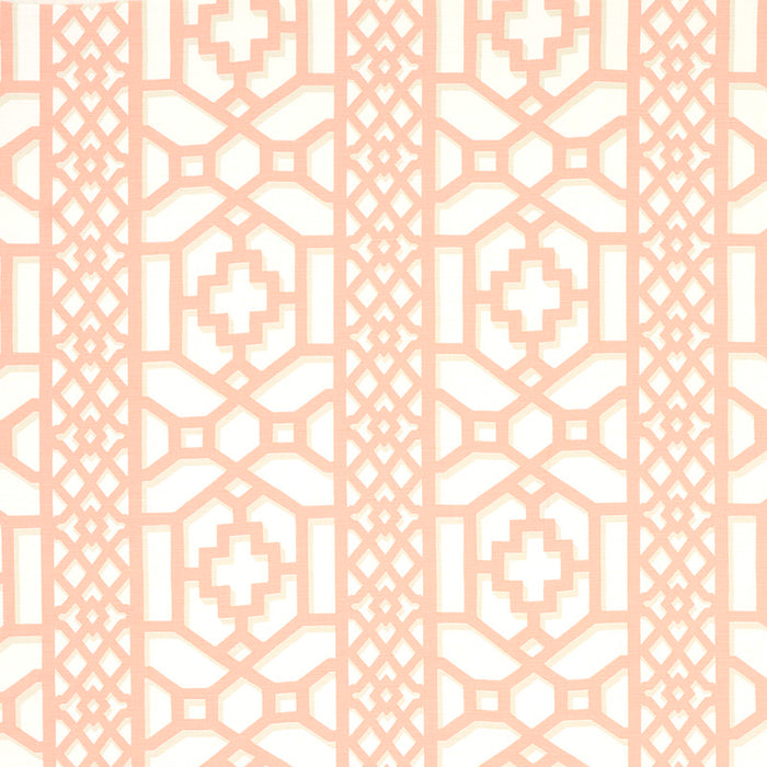 Schumacher Zanzibar Trellis Coral Fabric Sample 175747