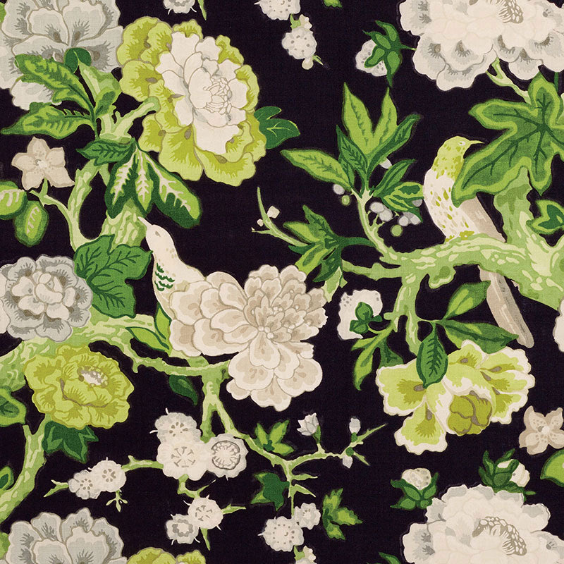 Schumacher Bermuda Blossoms Jet 175873 Fabric | 40% Off (Samples)