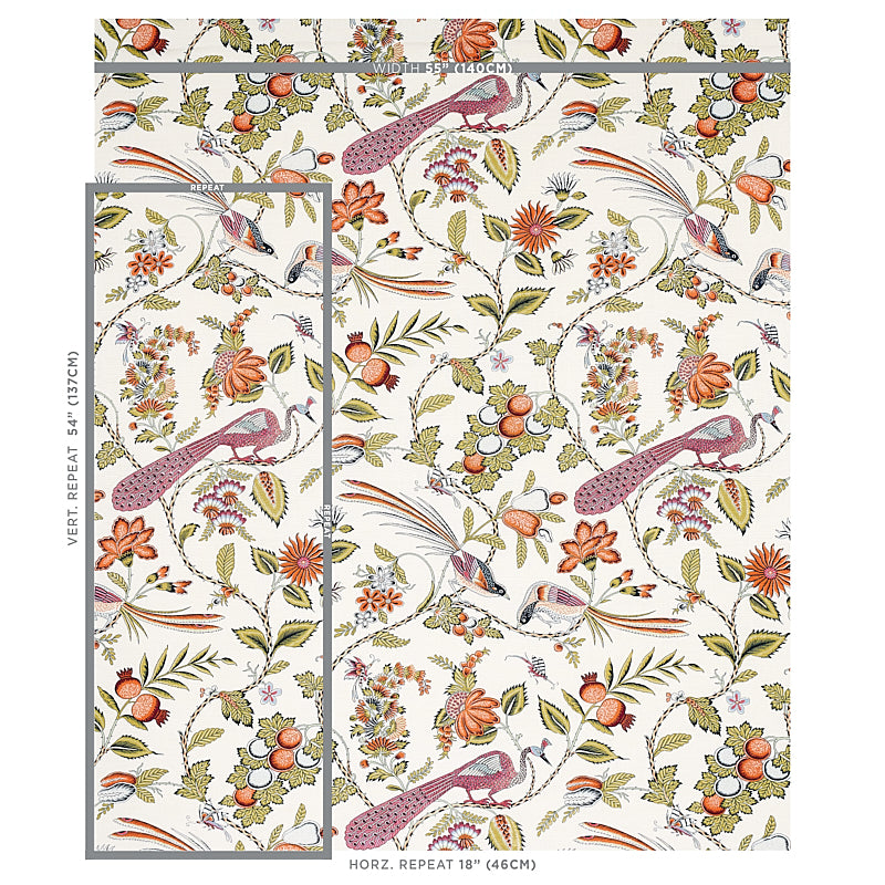 Schumacher Campagne Persimmon & Pink Fabric 175953