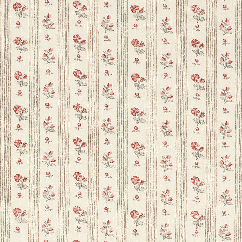 Schumacher Cabanon Stripe Rouge Fabric Sample 175960
