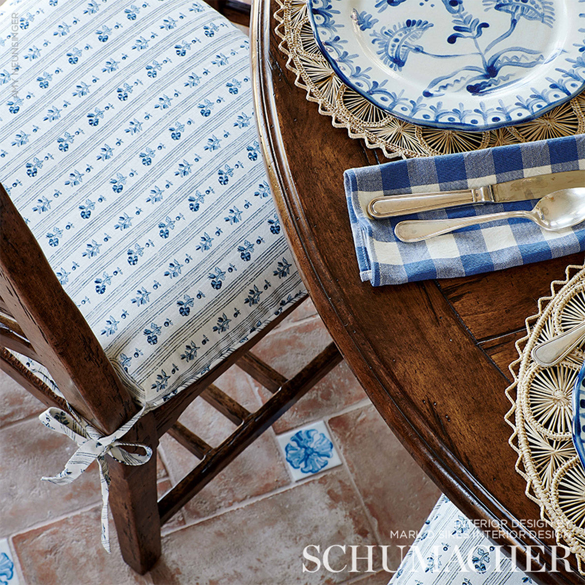 Schumacher Cabanon Stripe Bleu Fabric 175963