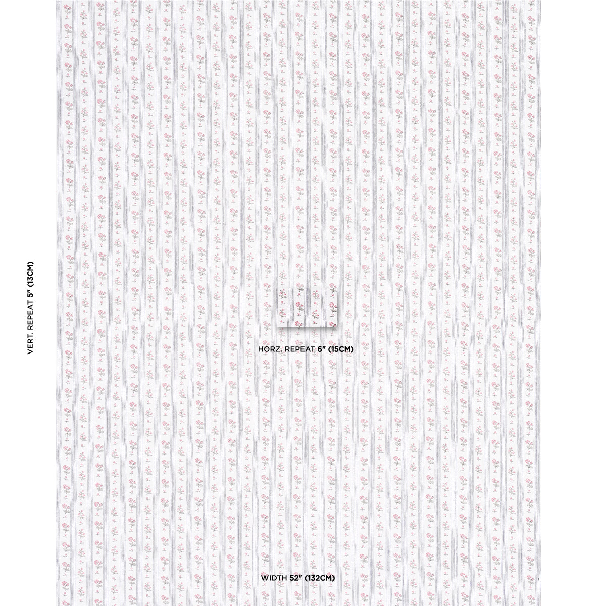 Schumacher Cabanon Stripe Rose Fabric Sample 175965