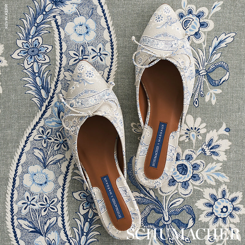 Schumacher Le Castellet Gris & Bleu Fabric 175982