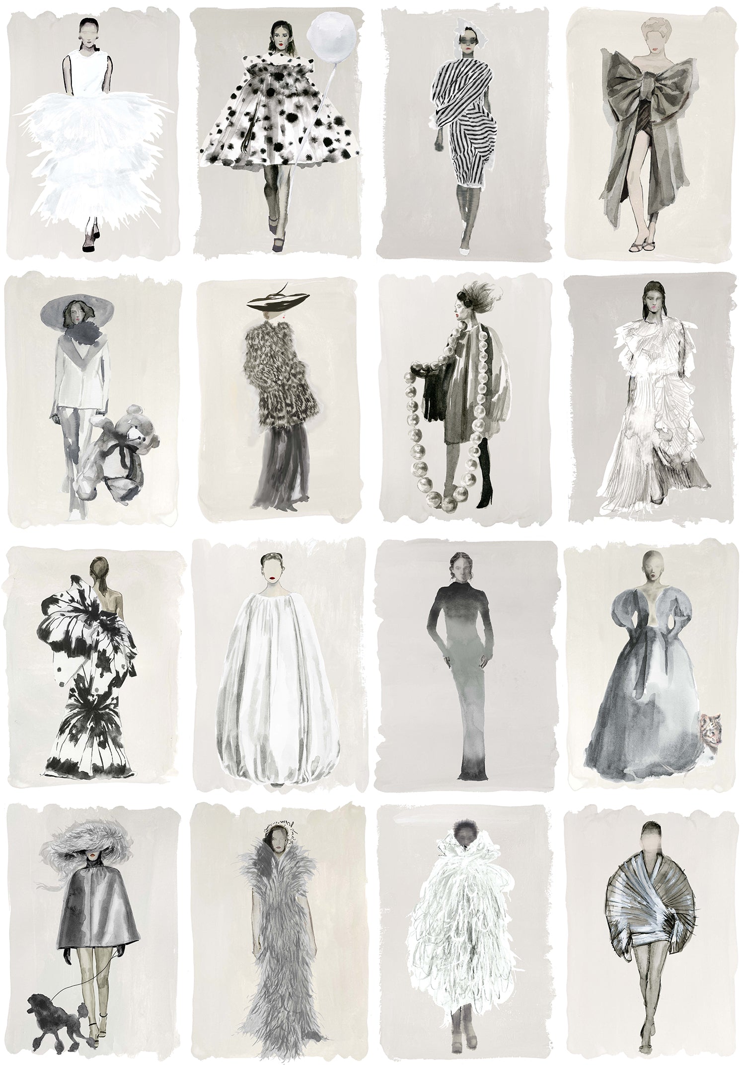 Cole & Son Couture Carousel Monochrome Wallpaper 175/1002M.CS.0