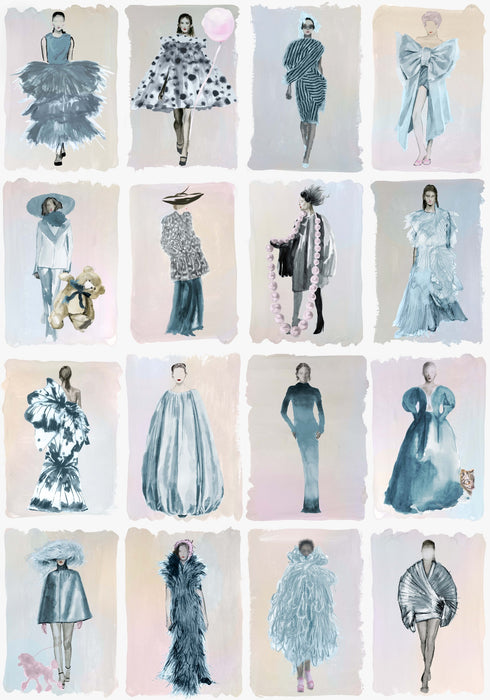 Cole & Son Couture Carousel Blue Wallpaper Sample 175/1004.CS.0