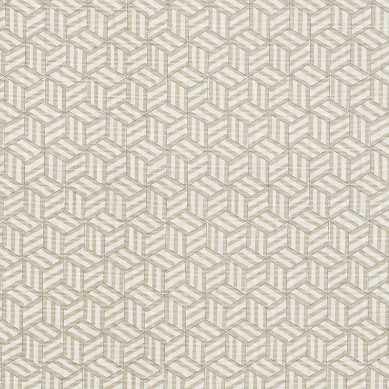 Schumacher Tumbling Blocks Greige Fabric Sample 176040