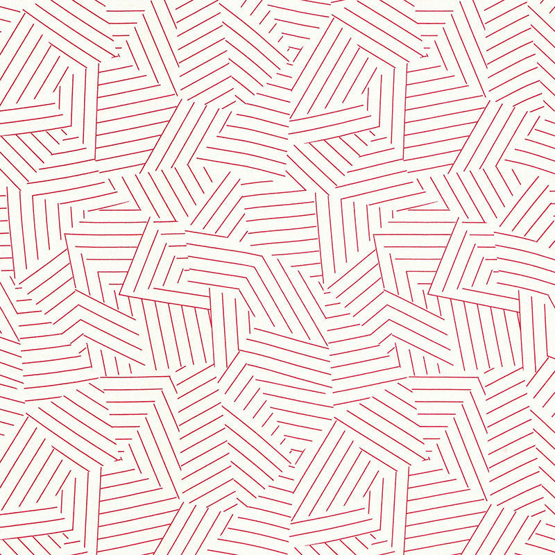 Schumacher Deconstructed Stripe Red Fabric Sample 176051