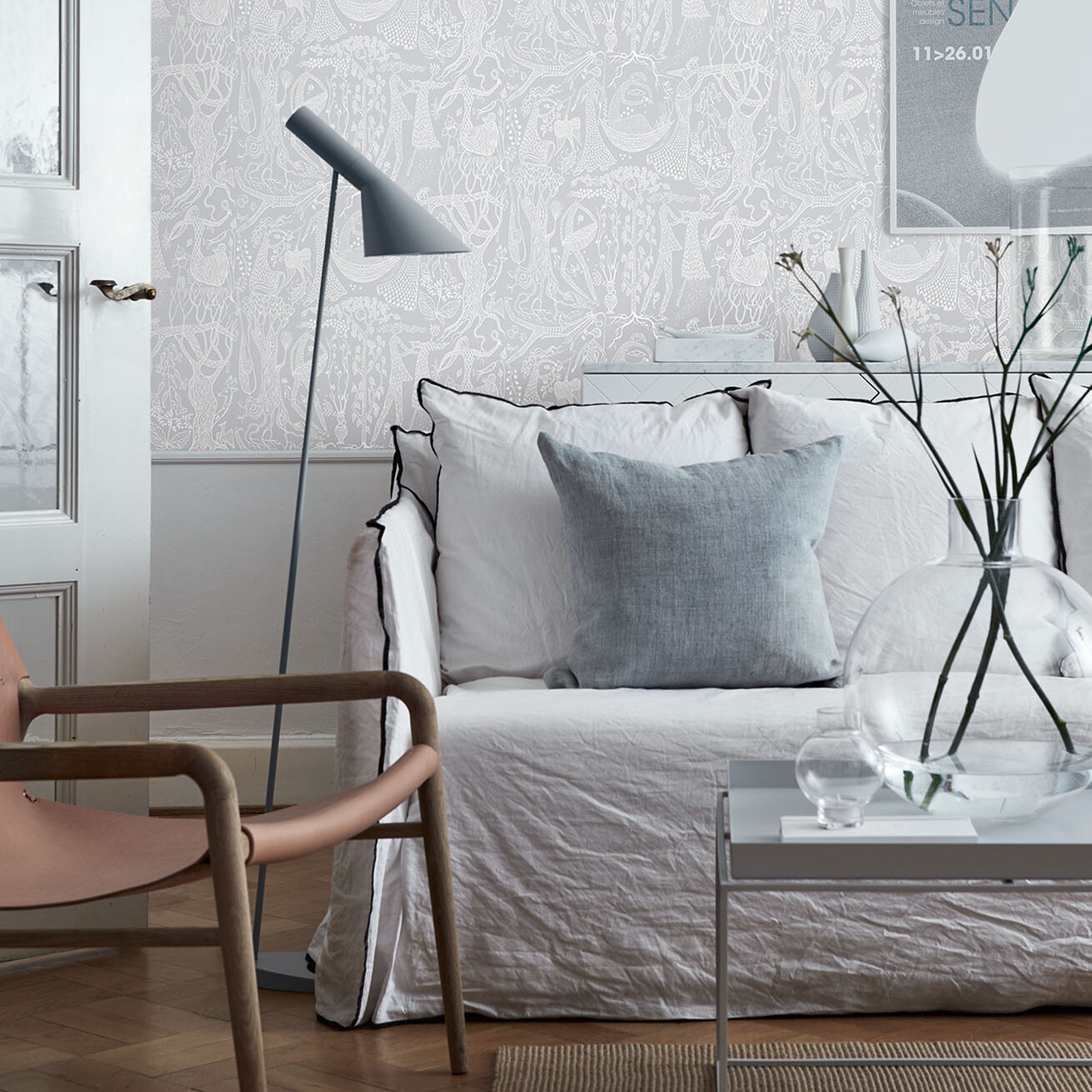 Schumacher Poème D'amour Grey Wallpaper 1762