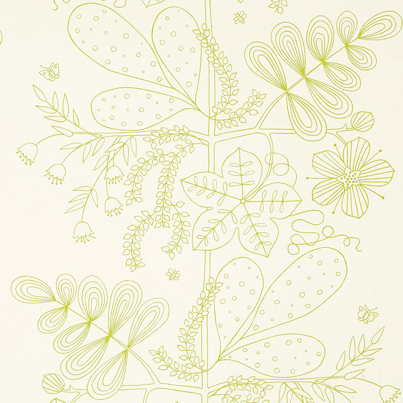 Schumacher Blommen Print Lime Fabric Sample 176200