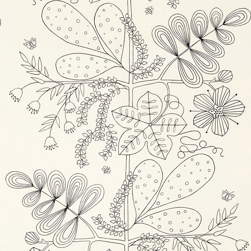 Schumacher Blommen Print Black Fabric Sample 176204