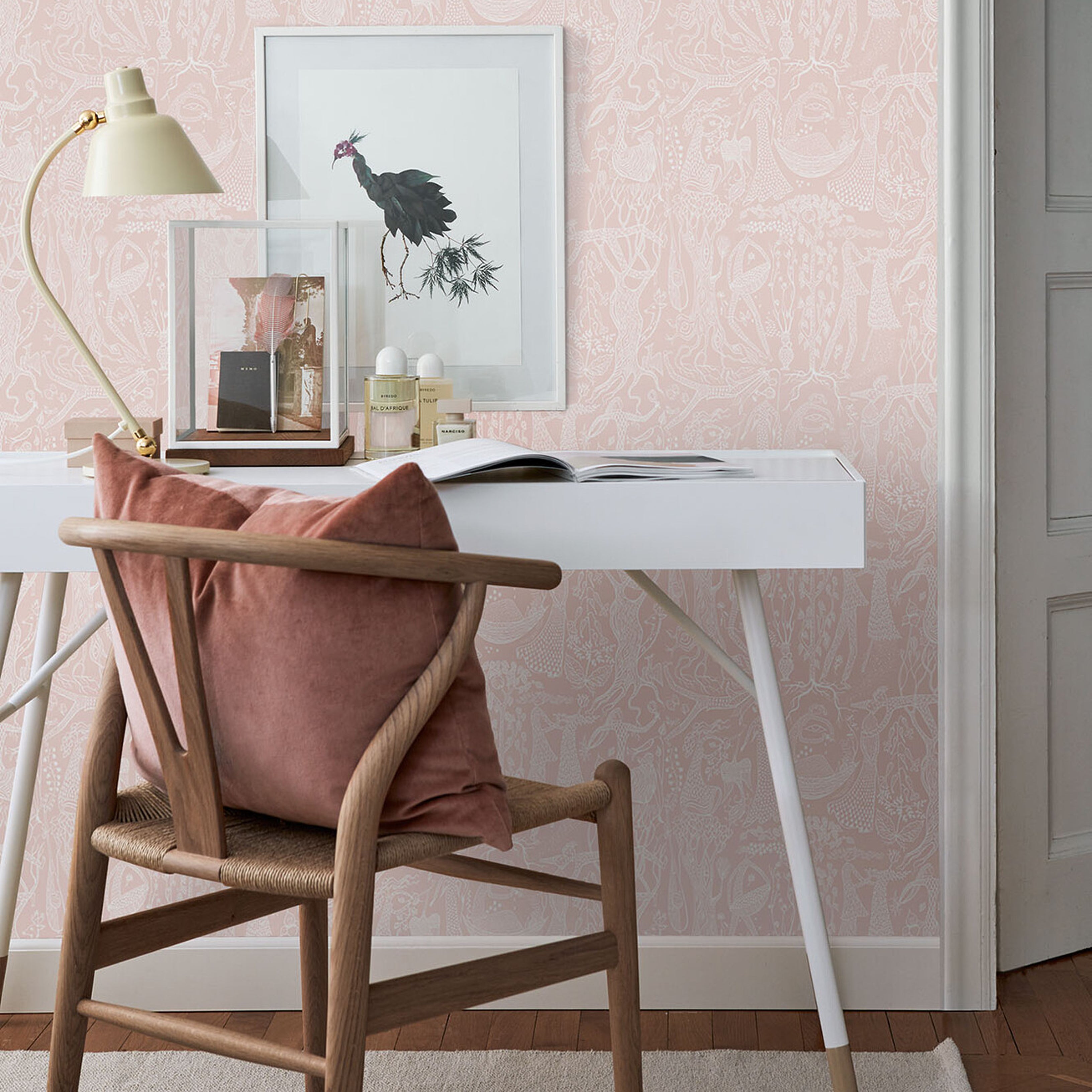 Schumacher Poeme D'amour Blush Wallpaper 1764