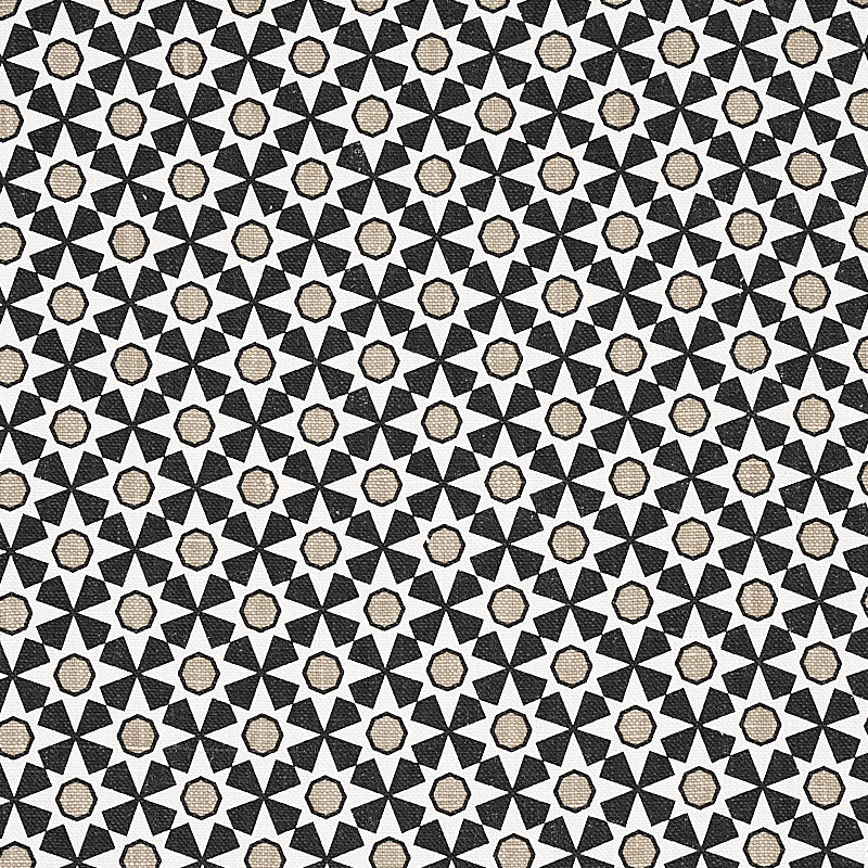 Schumacher Serendipity Black & Taupe Fabric 176421
