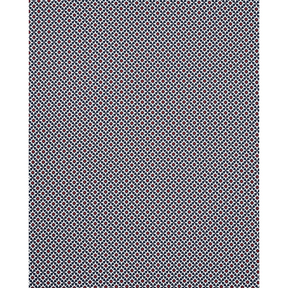 Schumacher Serendipity Navy & Red Fabric Sample 176423