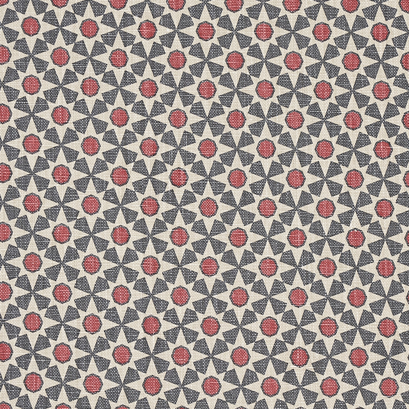Schumacher Serendipity Slate & Rouge Fabric Sample 176424