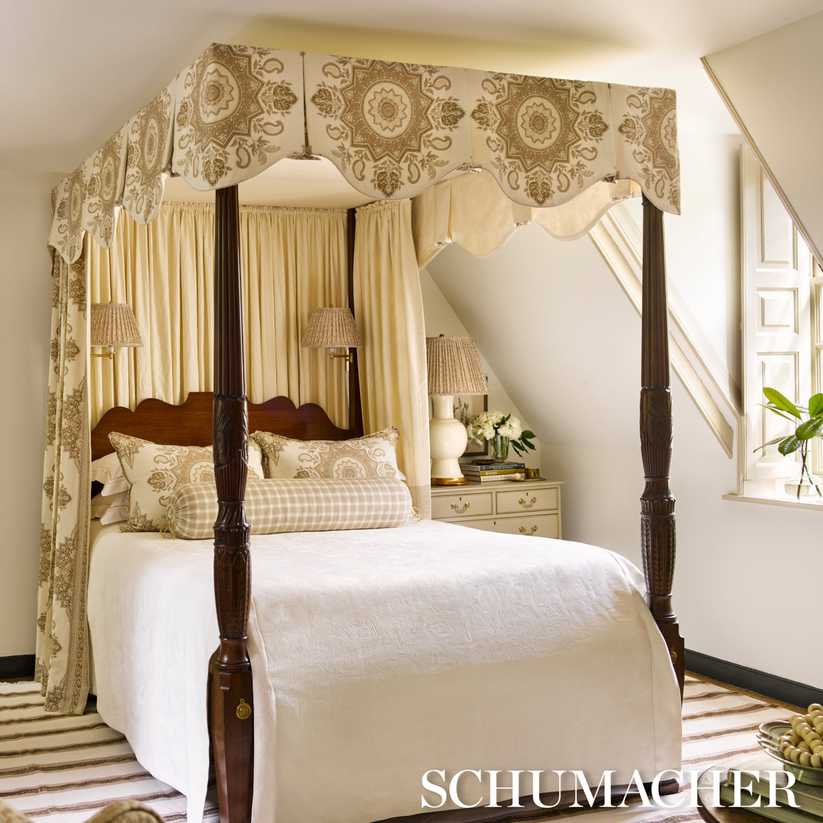 Schumacher Montecito Medallion Neutral Fabric 176480