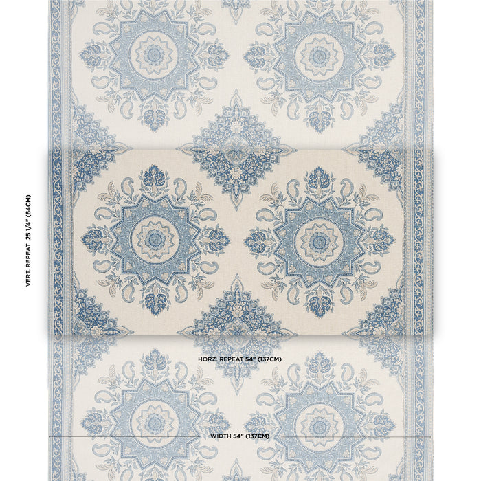 Schumacher Montecito Medallion China Blue Fabric 176484