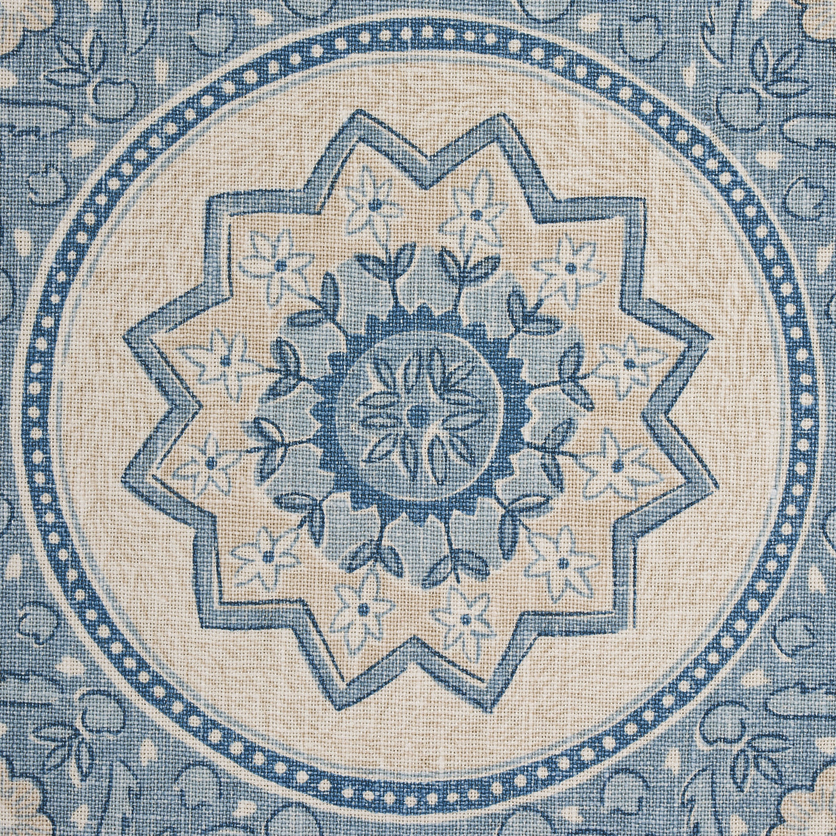 Schumacher Montecito Medallion China Blue Fabric 176484
