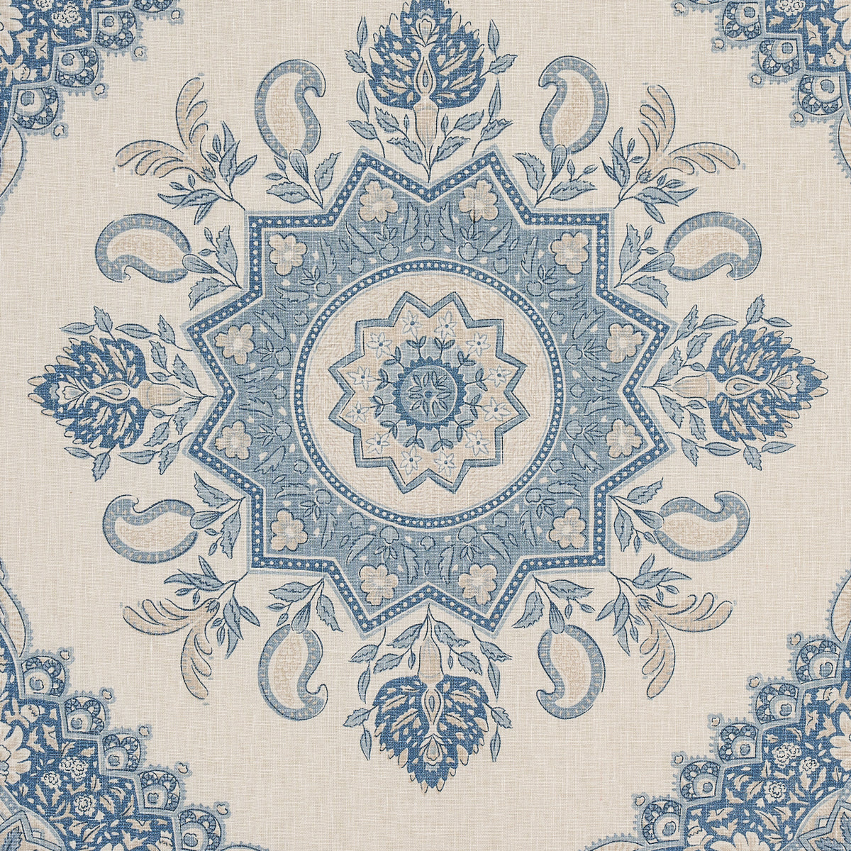 Schumacher Montecito Medallion China Blue Fabric 176484