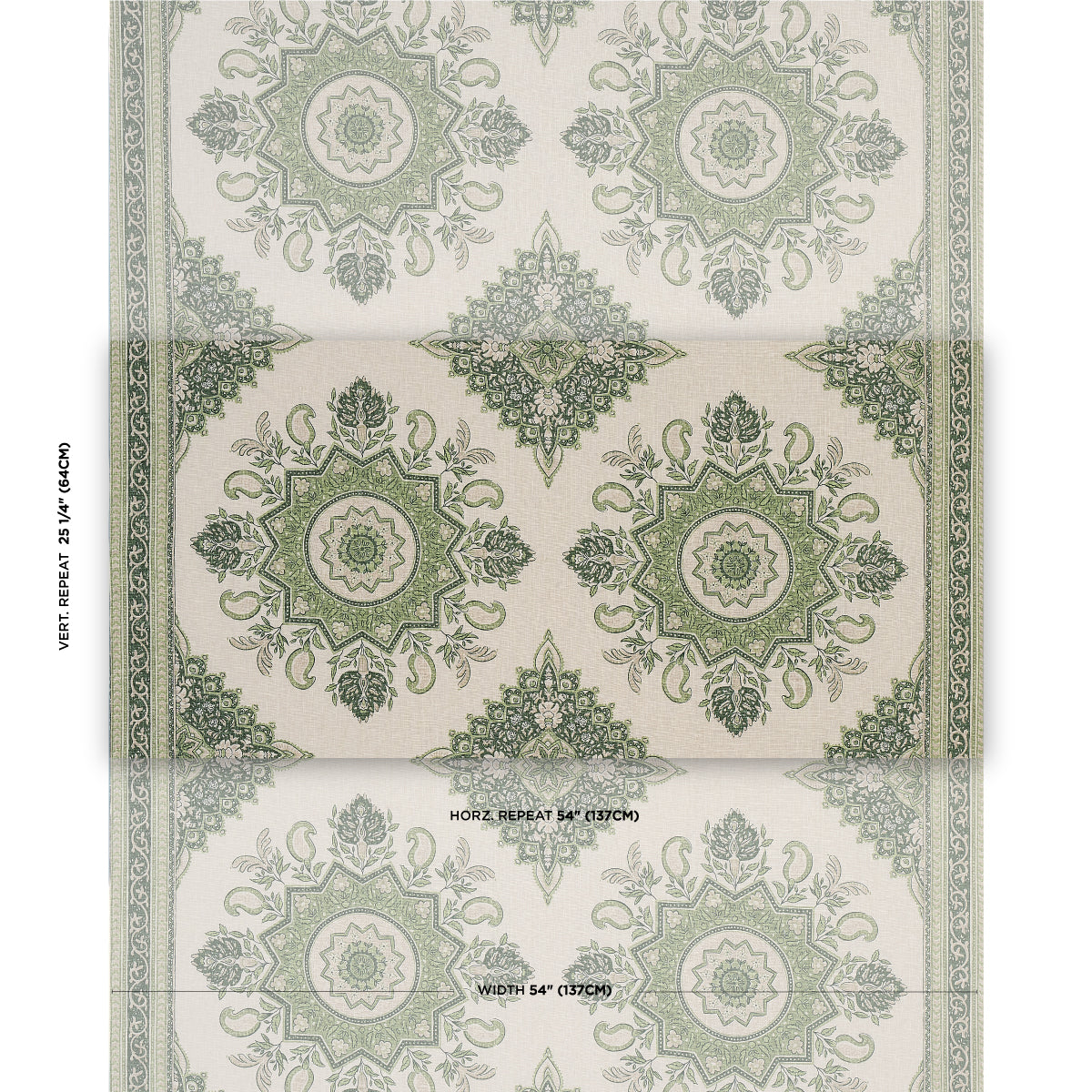 Schumacher Montecito Medallion Leaf Green Fabric Sample 176485