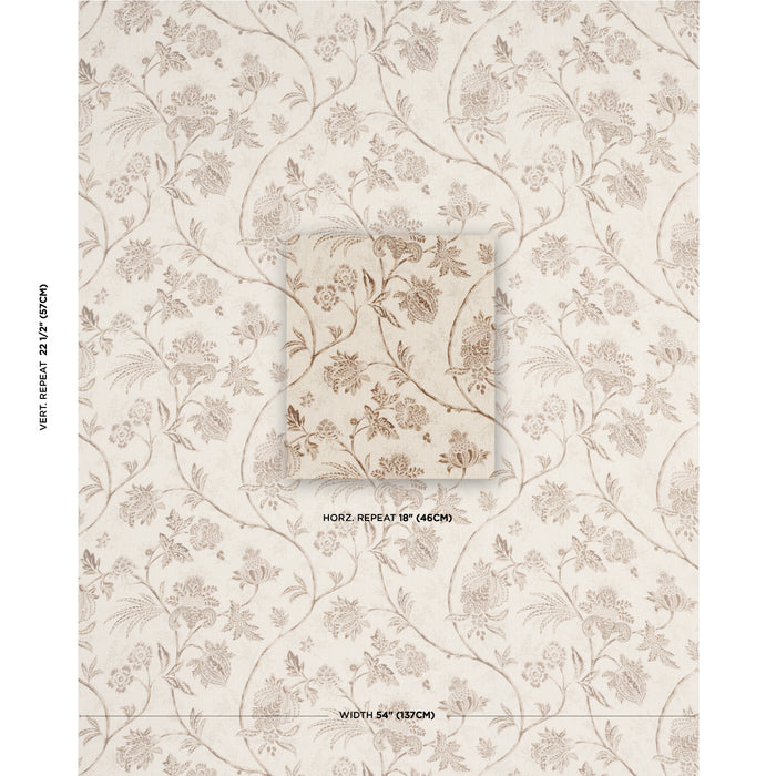 Schumacher Chinoiserie Vine Neutral Fabric Sample 176493