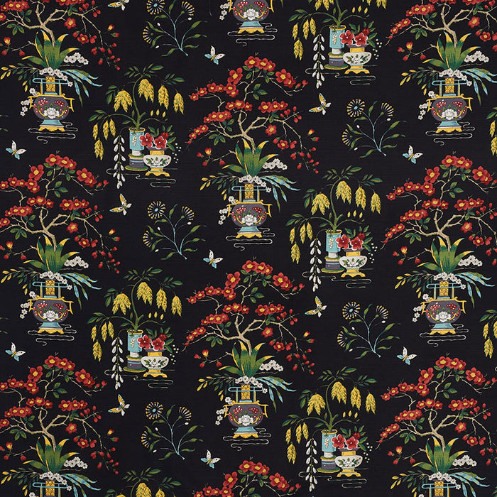 Schumacher Ming Vase Black Fabric Sample 176730