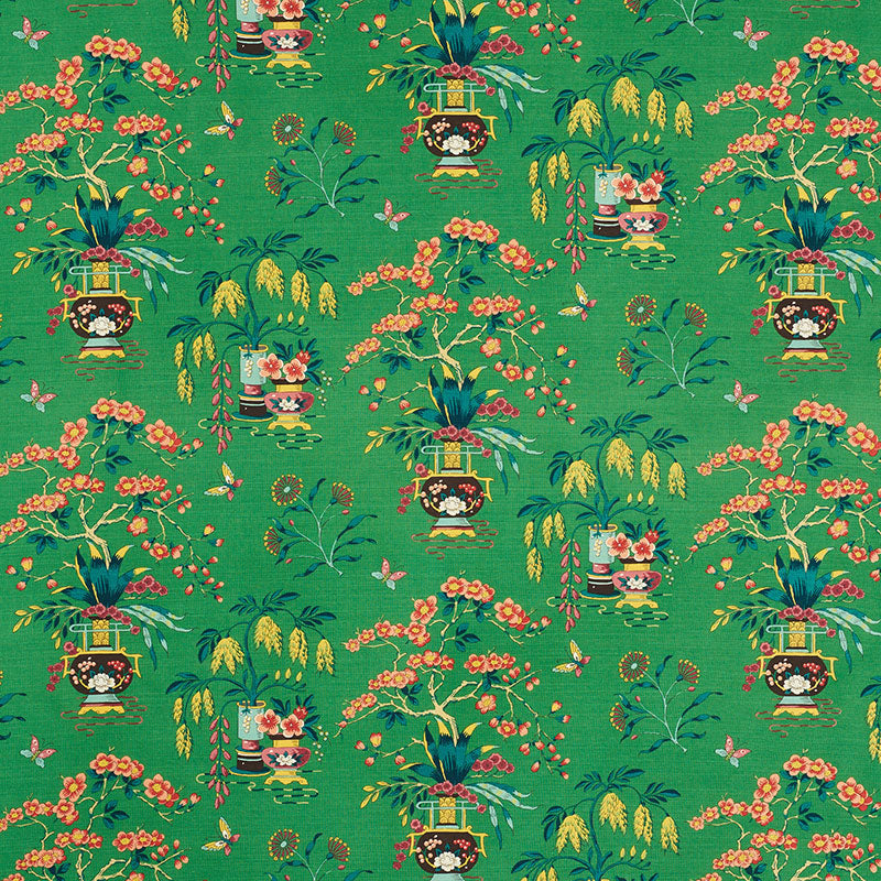 Schumacher Ming Vase Jade Fabric Sample 176731