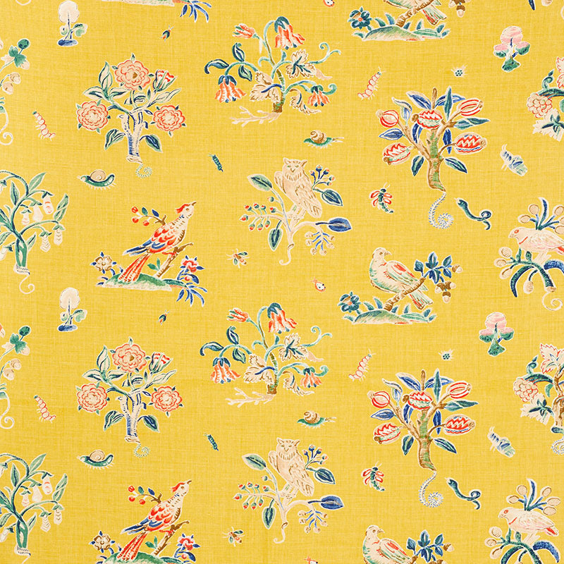 Schumacher Magical Menagerie Yellow Fabric Sample 176751