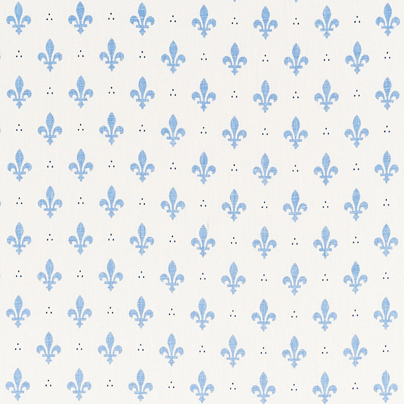 Schumacher Fleur De Lis Blue Fabric Sample 176960